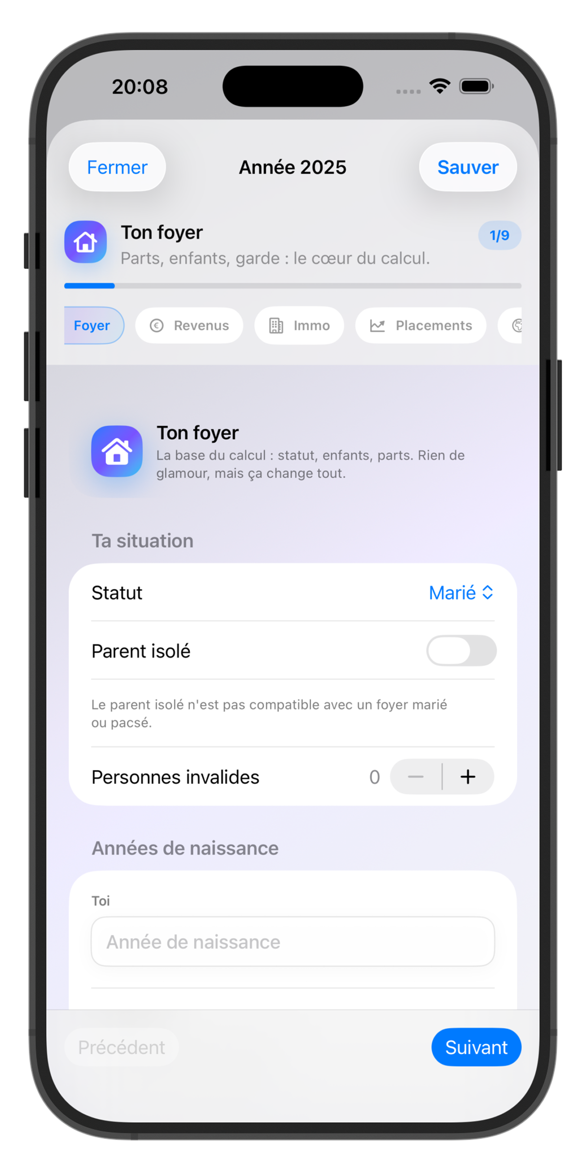 Configuration du foyer fiscal dans TonImpôt
