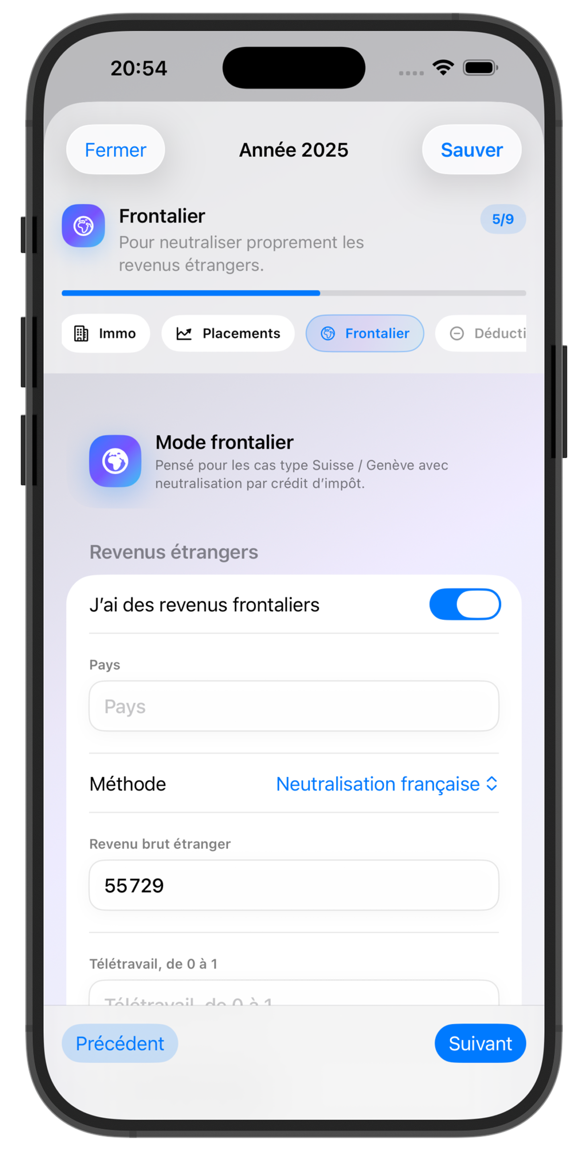 Configuration frontaliers suisses dans TonImpôt